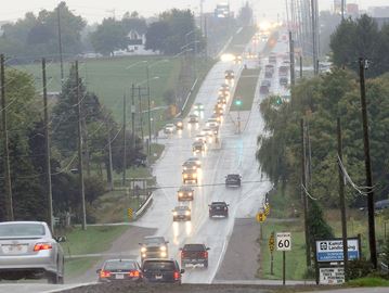 OSHAWA -- Traffic volume on Taunton Road facing west towards Grandview St. and Townline in Oshawa. Traffic coming off the 407 heads South on Harmony towards Taunton. There will be a new lane restrictions at Harmony and Taunton. September 26, 2016
