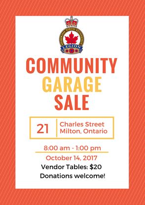 Milton Legion Community Garage Sale On October 14 2017 Toronto Com