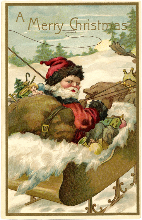 15 Vintage Christmas Cards That Put Santa Claus In Motion