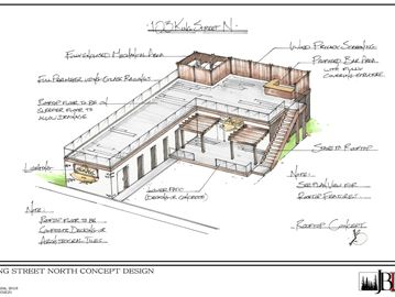 Kentucky Bourbon & Chicken rendering shows the proposed design for the new restaurant and bar.