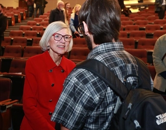 Beverley McLachlin, Chief Justice of the Supreme Court of Canada, speaks with members of the audience the second annual Francis Forbes law lecture at Memorial University of Newfoundland in St. John's on Thursday, October 19, 2017. Canada's top judge says access to justice for poor and marginalized citizens is the biggest challenge to the legal system. Nothing is more precious than a person's liberty, Chief Justice Beverley McLachlin told a public lecture at Memorial University in St John's, N.L., on Thursday. THE CANADIAN PRESS/Paul Daly