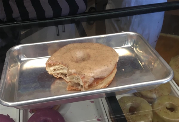 The 'chai' doughnut PM Justin Trudeau munched on during his Tuesday morning stop at Donut Monster on Locke Street. The doughnut declined to comment.