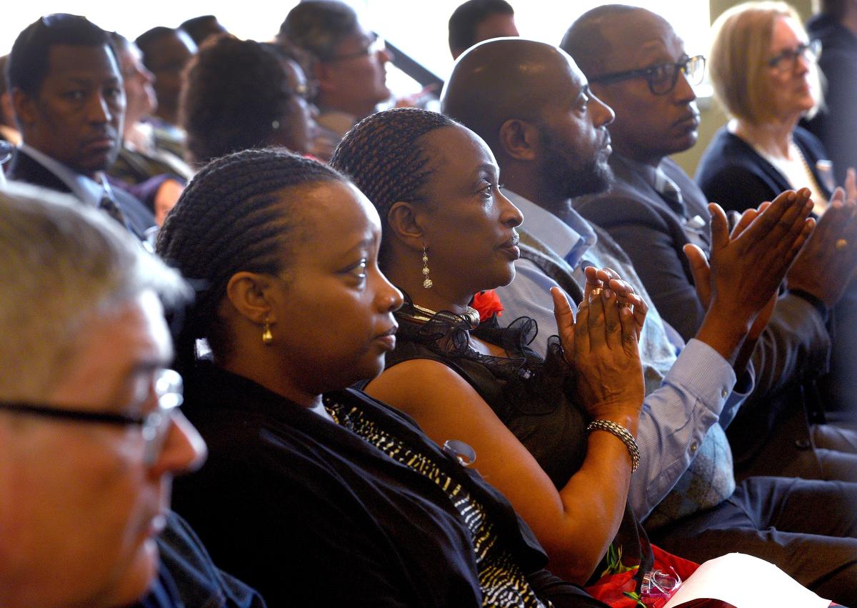 About 100 people attended an afternoon of remembrance to mark the 24th anniversary of the Rwandan genocide, at McMaster Innovation Park on Saturday.