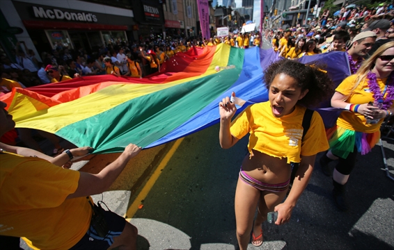 teacher in california gay flag