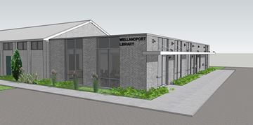 A rendering of the front of the Wellandport Library.
