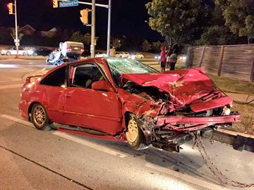 Two men have been charged with stunt driving after a suspected street race in Brampton on the evening of July 25 left two cars mangled.
