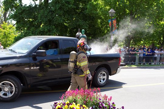 Fake accident draws curious bystanders in downtown Brampton