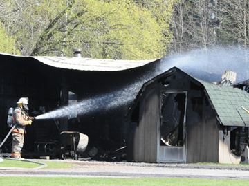 Clarington firefighters are currently battling a structure fire on Concession Road 4, east of Hwy. 115/35. Details are not yet available on cause or any injuries.