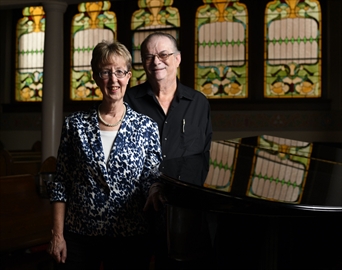 Corinne Dutton and Bob Karn at St. Matthews Lutheran Church, which is expanding its outreach music program