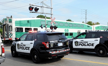 Halton police on scene of a pedestrian struck.