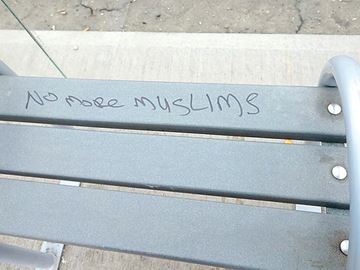 Police are investigating after graffiti targeting Muslims was found at Durham Region Transit stops. This example, reportedly found at Taunton and Wilson Roads in Oshawa, was posted on social media.