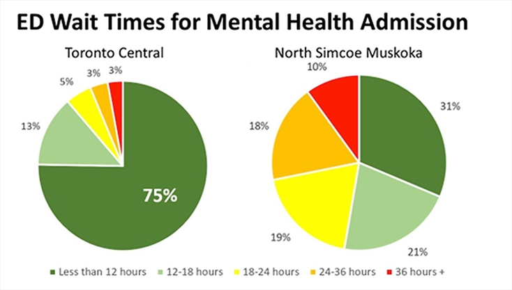 Graph showing emergency department wait times for mental health admission