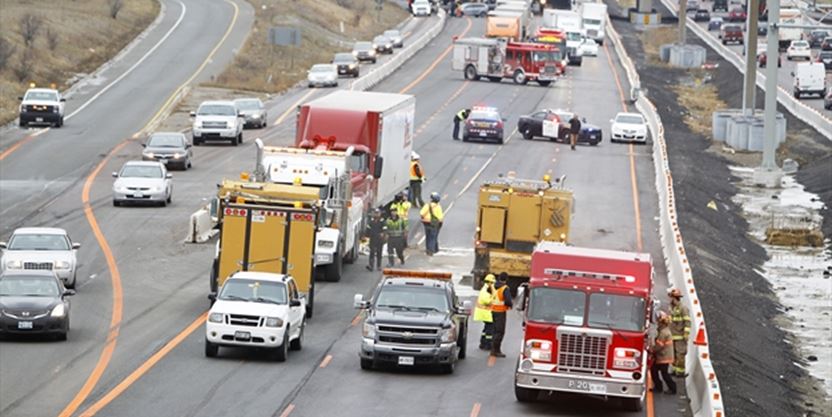 Crash on Highway 410 in Brampton shuts down all lanes, newborn baby