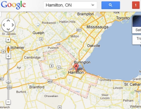 hamilton google map maps