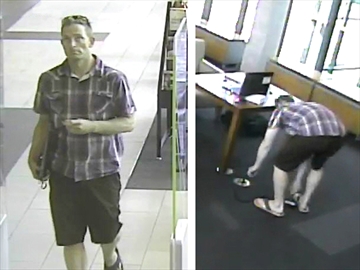 WHITBY -- Police are looking to identify a male suspect who was captured on video stealing a laptop from a Whitby library.