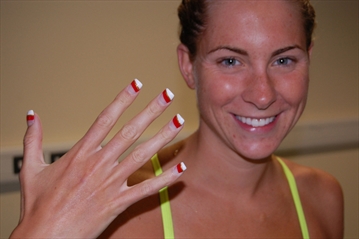 Julia Wilkinson and her Olympic-themed fingernails. - 6849f532435cb2e5504df07609d6_Content