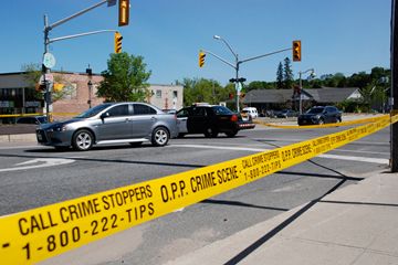 PEDESTRIANS STRUCK: Police are investigating an accident after two pedestrians were struck at Centre and Main streets.
