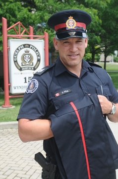police uniform stripe guelph service red